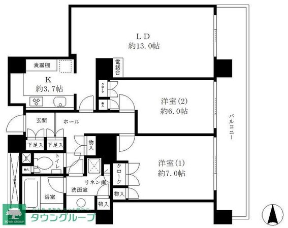 リバーポイントタワーの物件間取画像